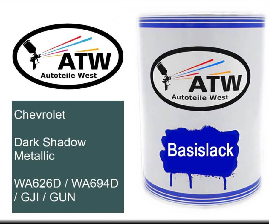 Chevrolet, Dark Shadow Metallic, WA626D / WA694D / GJI / GUN: 500ml Lackdose, von ATW Autoteile West.